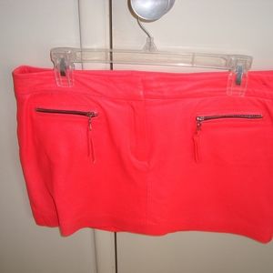 Milly NWT Coral Hot Pink Leather Mini Skirt